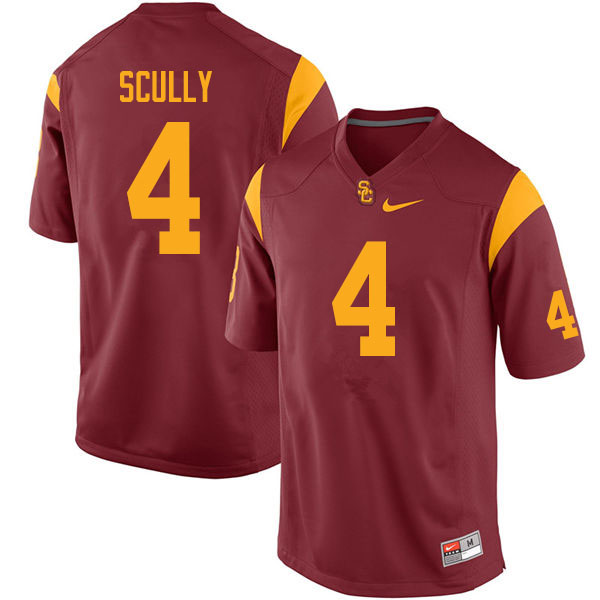 Men #4 Trevor Scully USC Trojans College Football Jerseys Sale-Cardinal